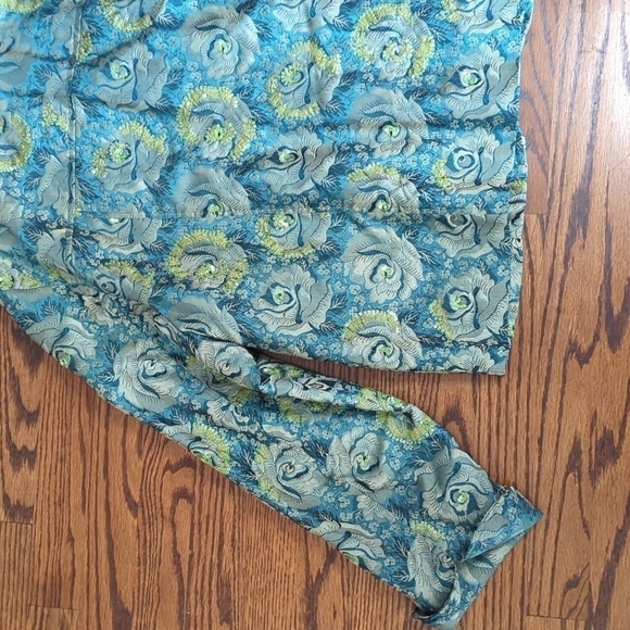 Green/blue Floral Sequin brocade sequins mermaid unique artsy Blazer sz L - Picture 7 of 12